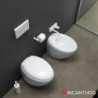 Vaso WC a Terra Filo Muro in Ceramica TOUCH Coprivaso Termoindurente Avvolgente Soft Close Rallentato Scarico Smart Clean