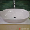Lavabo d'Appoggio 60x40xh15 cm - Forma Ovale - Bianco Lucido| Senza Foro Troppopieno