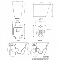 Coppia Sanitari WC + Bidet - Mod. FLUT - Filo Muro a Terra - WC Senza Brida con Scarico Smart Clean - Senza Copri WC