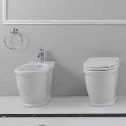 Coppia Sanitari WC + Bidet - Filo Muro a Terra Design Elegante TIME| Design Elegante