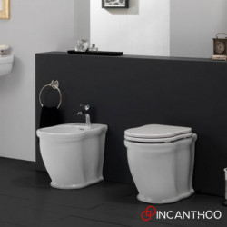 Coppia Sanitari WC + Bidet - Filo Muro a Terra Design Elegante TIME| Design Elegante