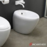 Coppia Sanitari Wc + Bidet a Terra Filo Muro TOUCH - Sistema di Scarico Smart Clean - Senza Copri WC
