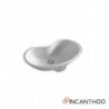 Lavabo a Incasso 57x27xh16 cm Tondeggiante | TIME | Dimensione 57 cm - In Ceramica Bianco