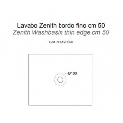 Lavabo d'Appoggio 50x40xh14 cm Rettangolare - Mod. ZENITH - Design Moderno - Ceramica Bianco - Bordo Sottile