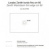 Lavabo Rettangolare d'Appoggio 60x40xh14 cm - Mod. ZENITH - Bordo Sottile- Ceramica Bianco