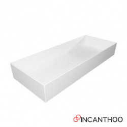 Lavabo d'Appoggio 100x40xh14 cm - Mod. ZENITH con Bordo Sottile da 100 cm - Forma Rettangolare - Ceramica Bianco