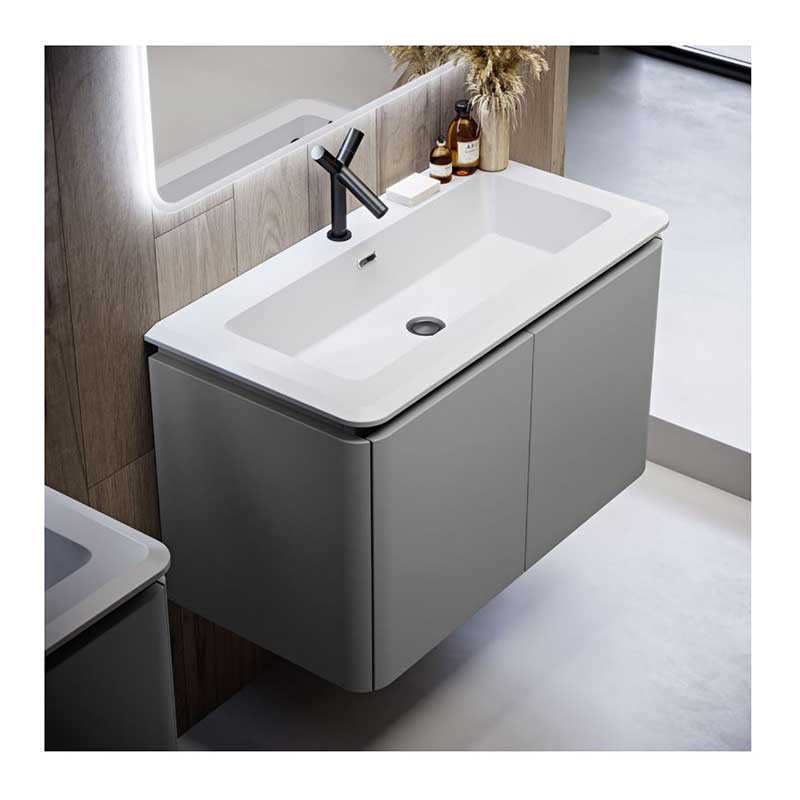 Mobile Bagno Icona, 95 cm Sospeso, Grigio Nuvola