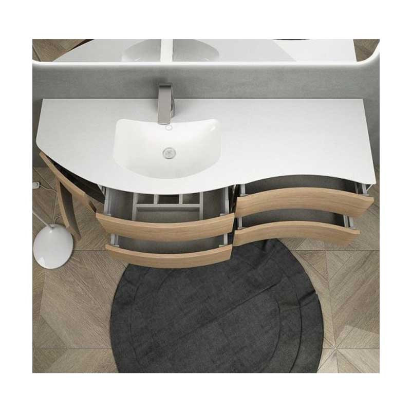 ARREDO BAGNO MOBILE SOHO S8 CON COLONNA cm.105+35 TRANCHE' ROVERE CHIARO