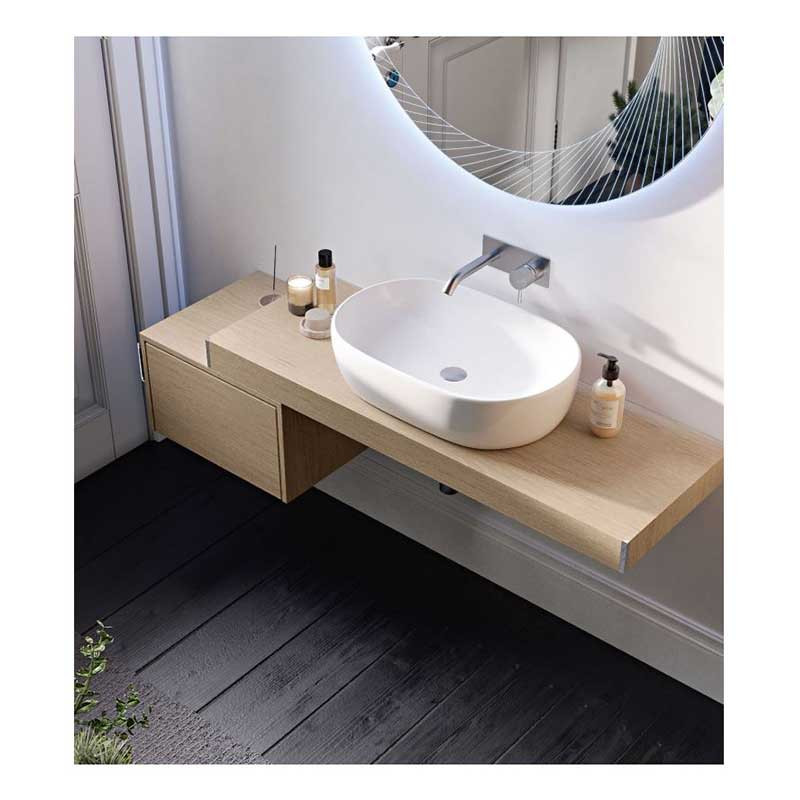 Mobile Bagno Tavolone, 90 cm, Rovere Tabacco