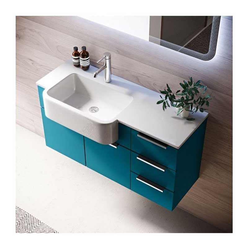 Mobile Bagno Bianco 70 cm Sospeso 2 Ante per Lavabo da appoggio