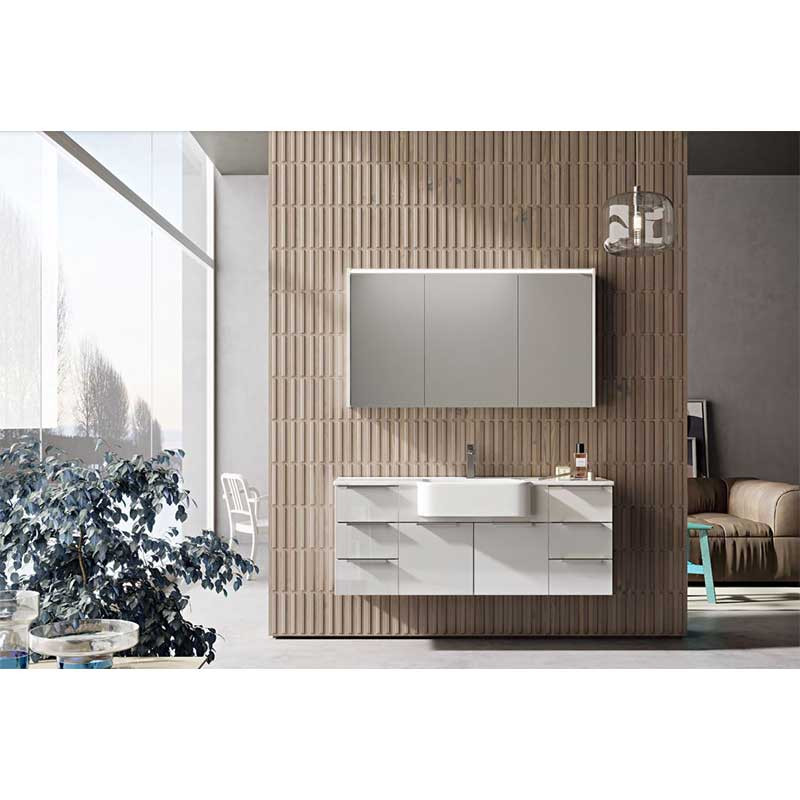 BADEN HAUS Pensile Sospeso Nero Lucido 20X14X100H Cm Con 2 Ripiani Interni  Per Bagno Moderno