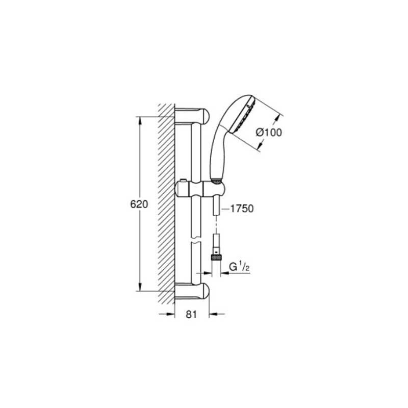 GROHE TEMPESTA 100 - Set Saliscendi Asta Doccia a 2 Getti